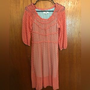 Umgee orange lace dress with light teal liner